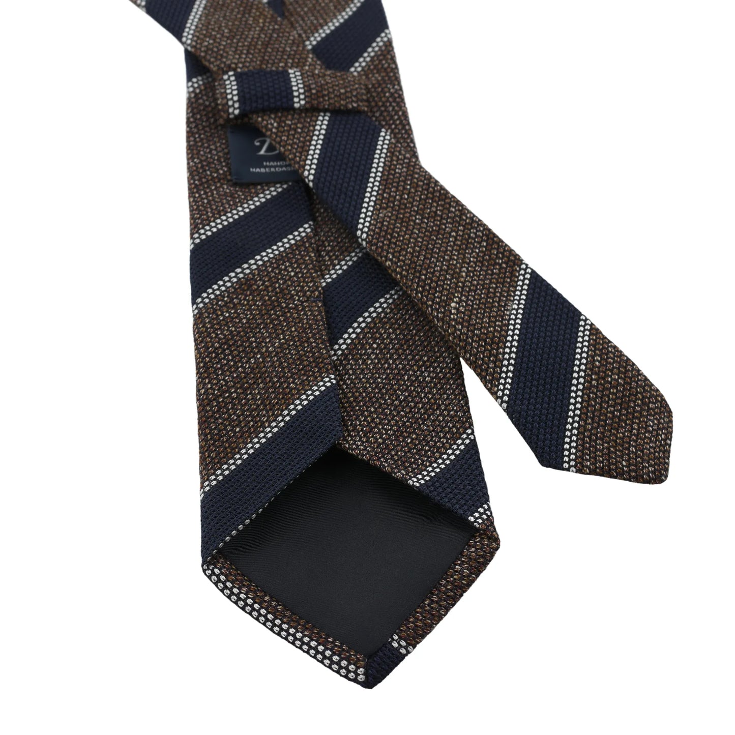 Regimental Grenadine Tie in Brown and Navy