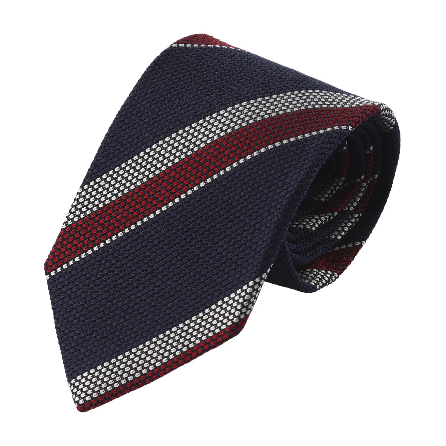 Regimental Grenadine Tie in Navy, Red and White