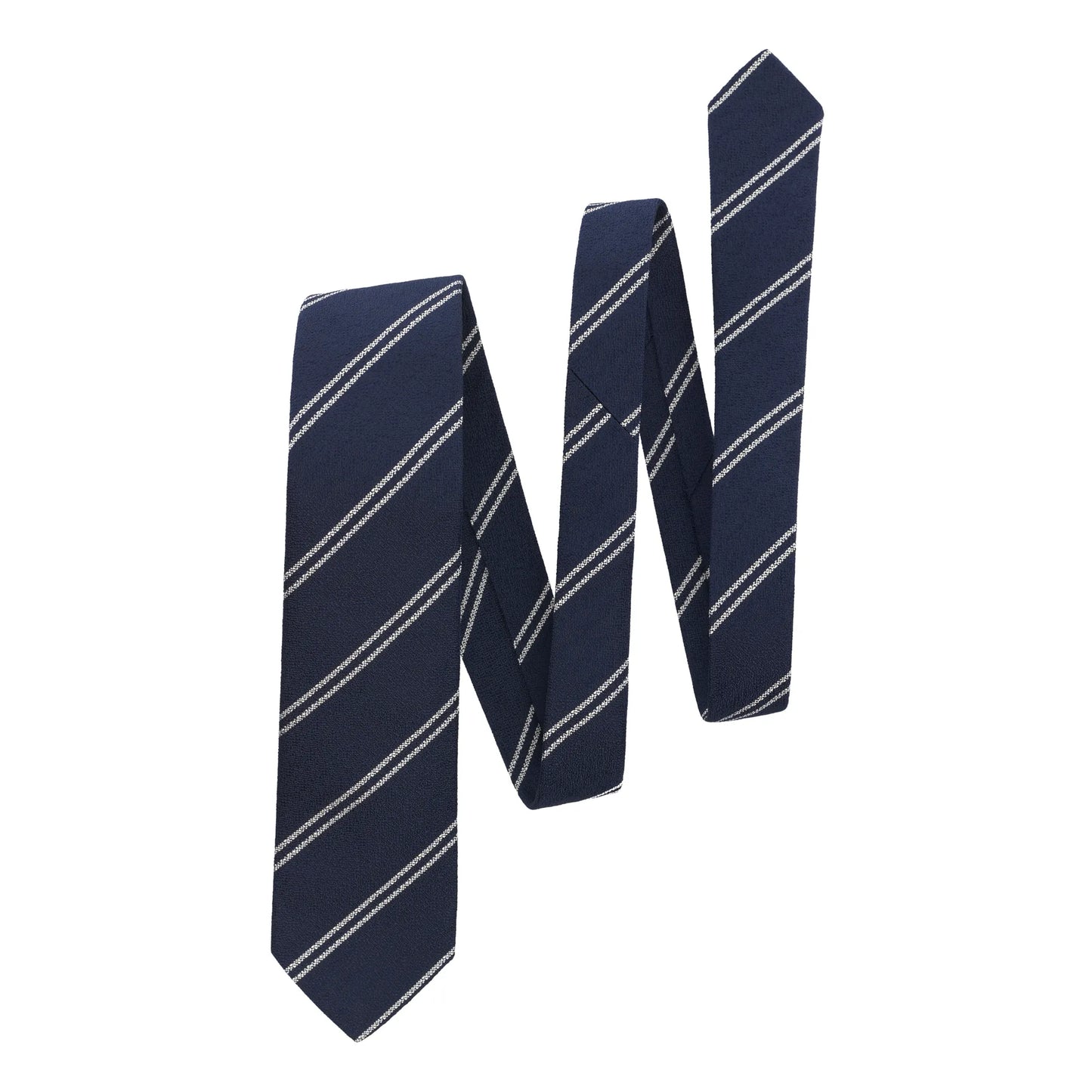 Regimental Silk Tipped Tie in Blue and White