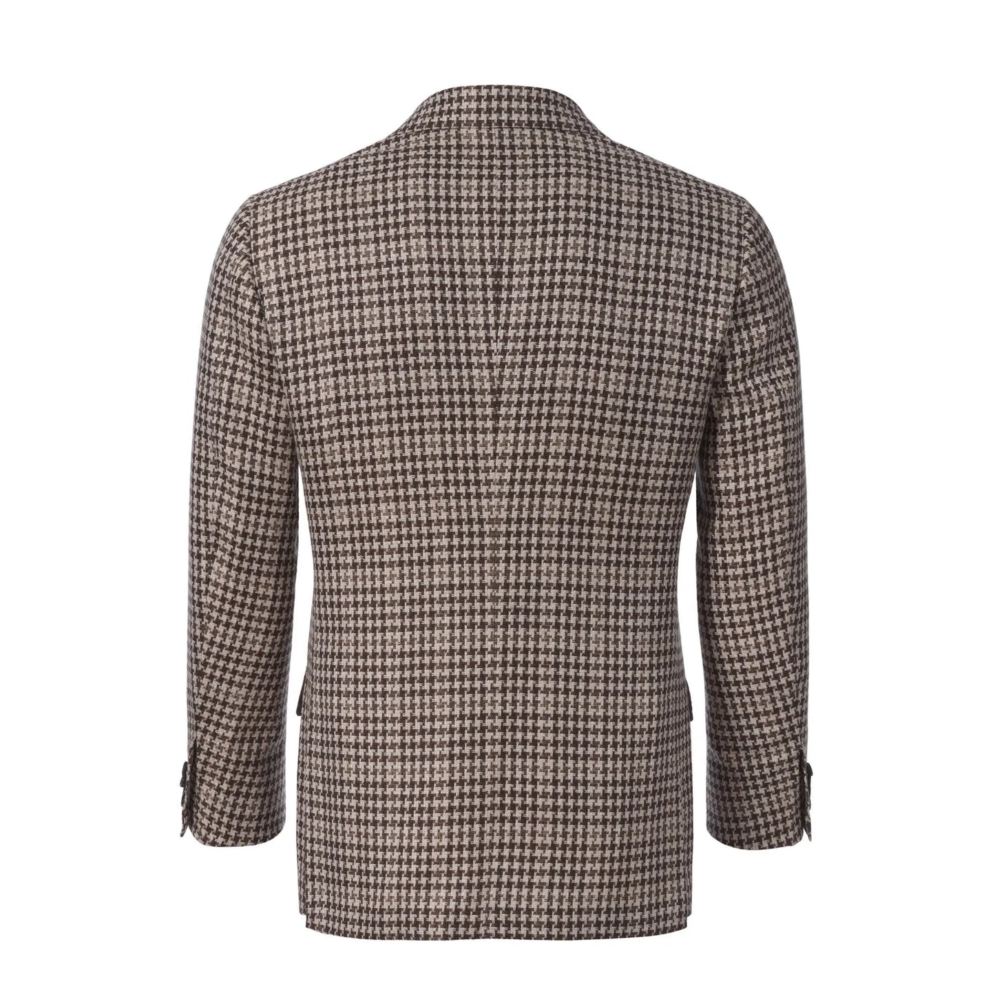 Single-Breasted Houndstooth Linen and Cashmere-Blend Jacket in Brown