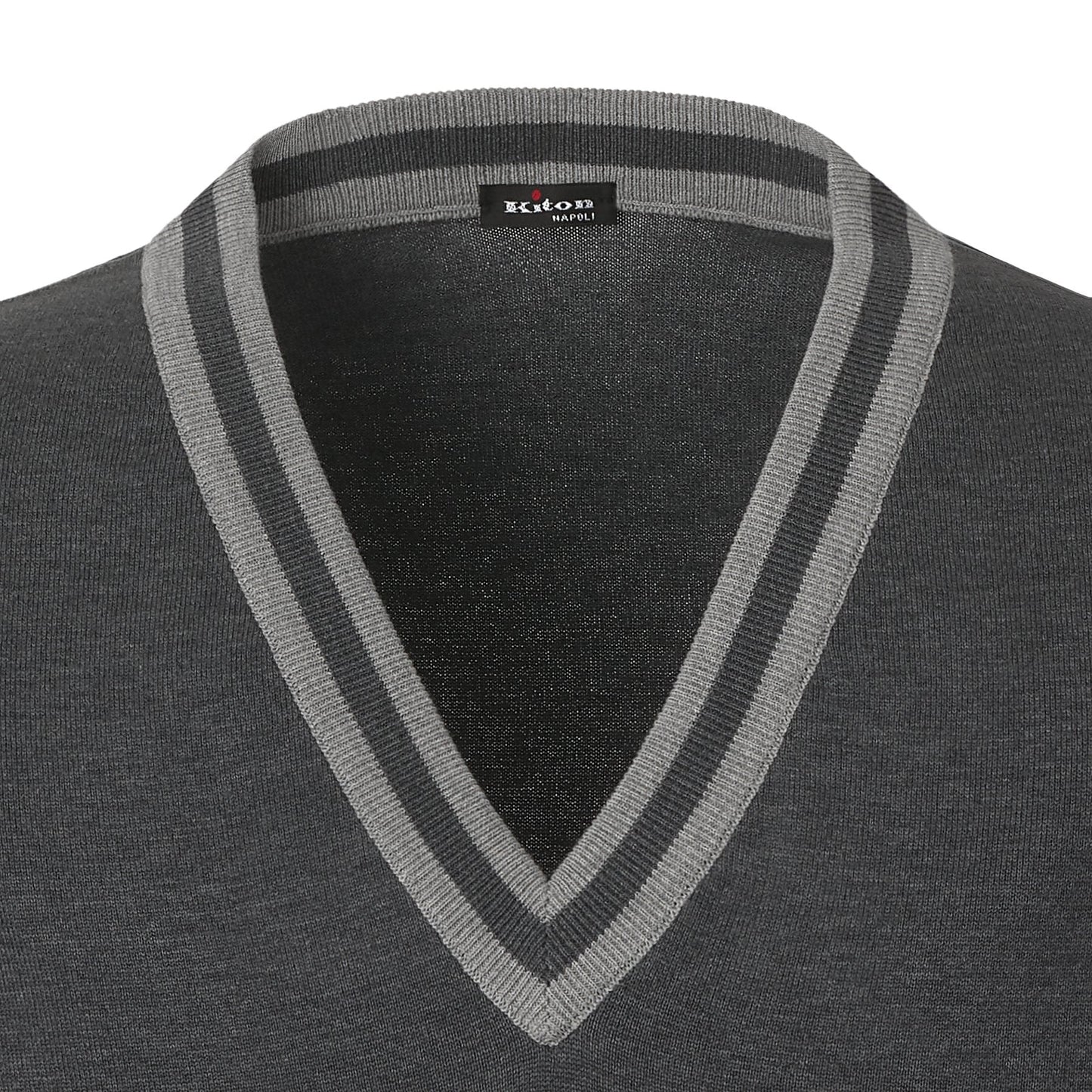 Kiton Jersey-Cotton V-Neck Gilet in Dark Grey - SARTALE