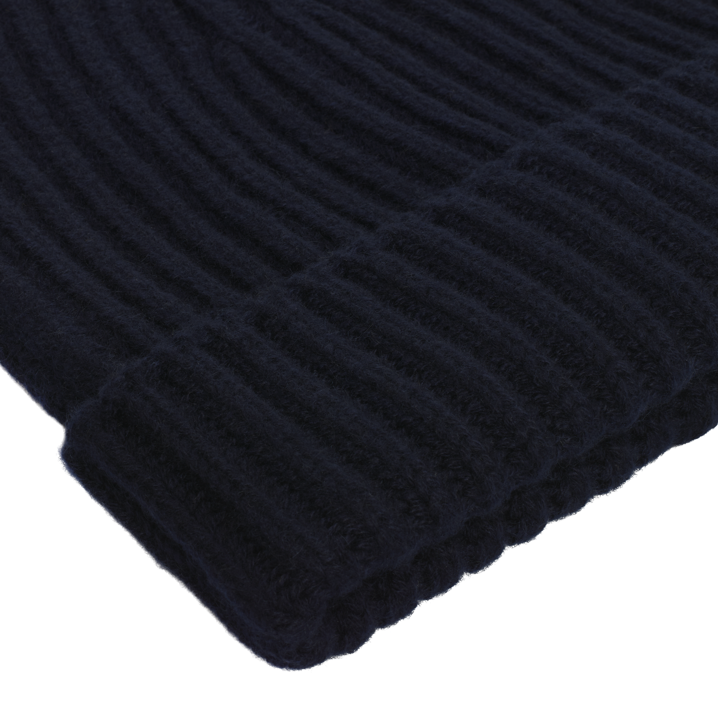 Ribbed Cashmere Beanie in Dark Blue