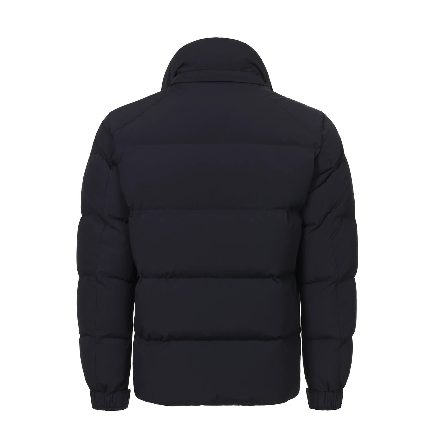 Hooded Down Jacket in Dark Blue and Purple