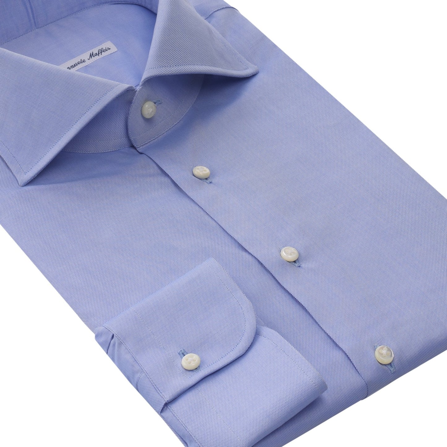 Emanuele Maffeis Classic Cotton Light Blue Shirt with Cutaway Collar - SARTALE