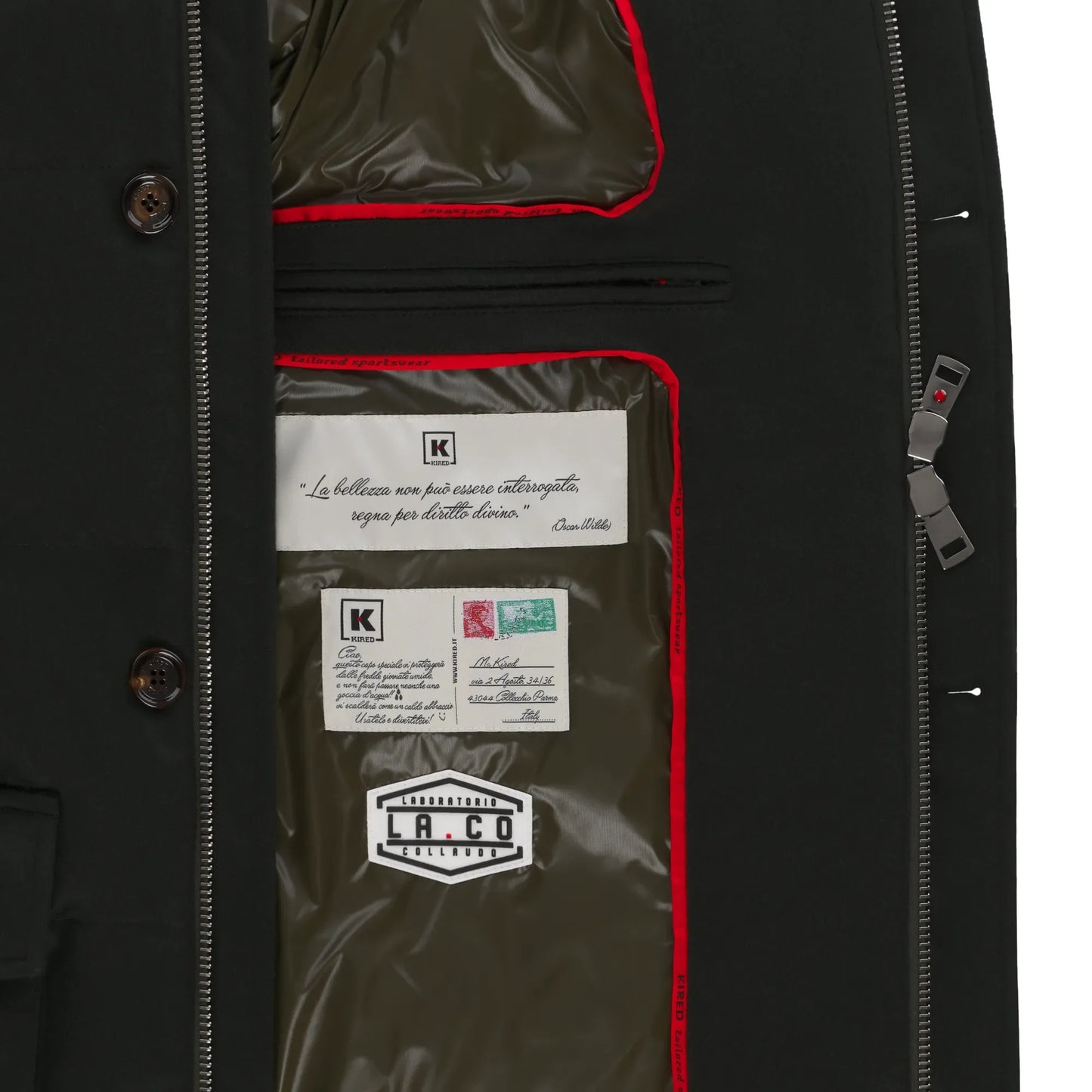 Raccoon Cashmere Parka Jacket in Forest Green