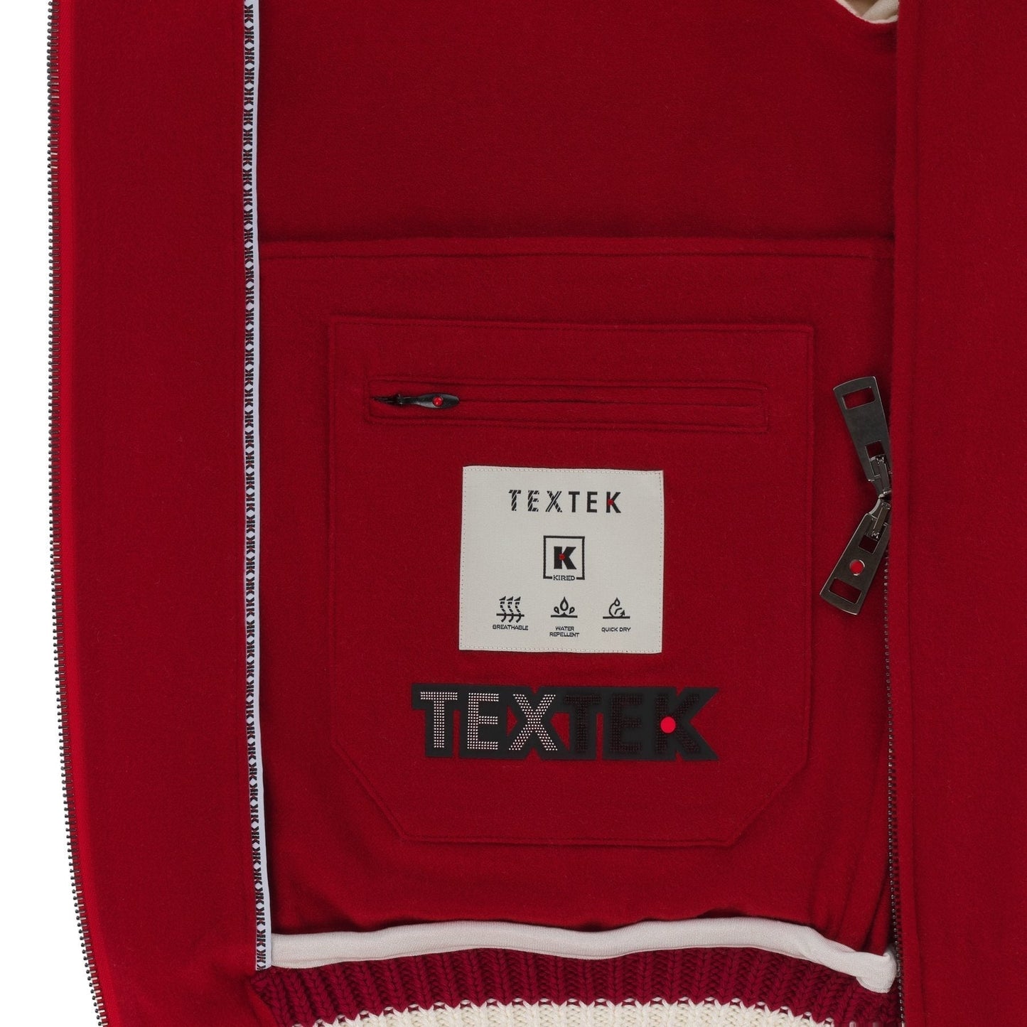 Kired Cashmere Bomber Jacket in Red and White - SARTALE