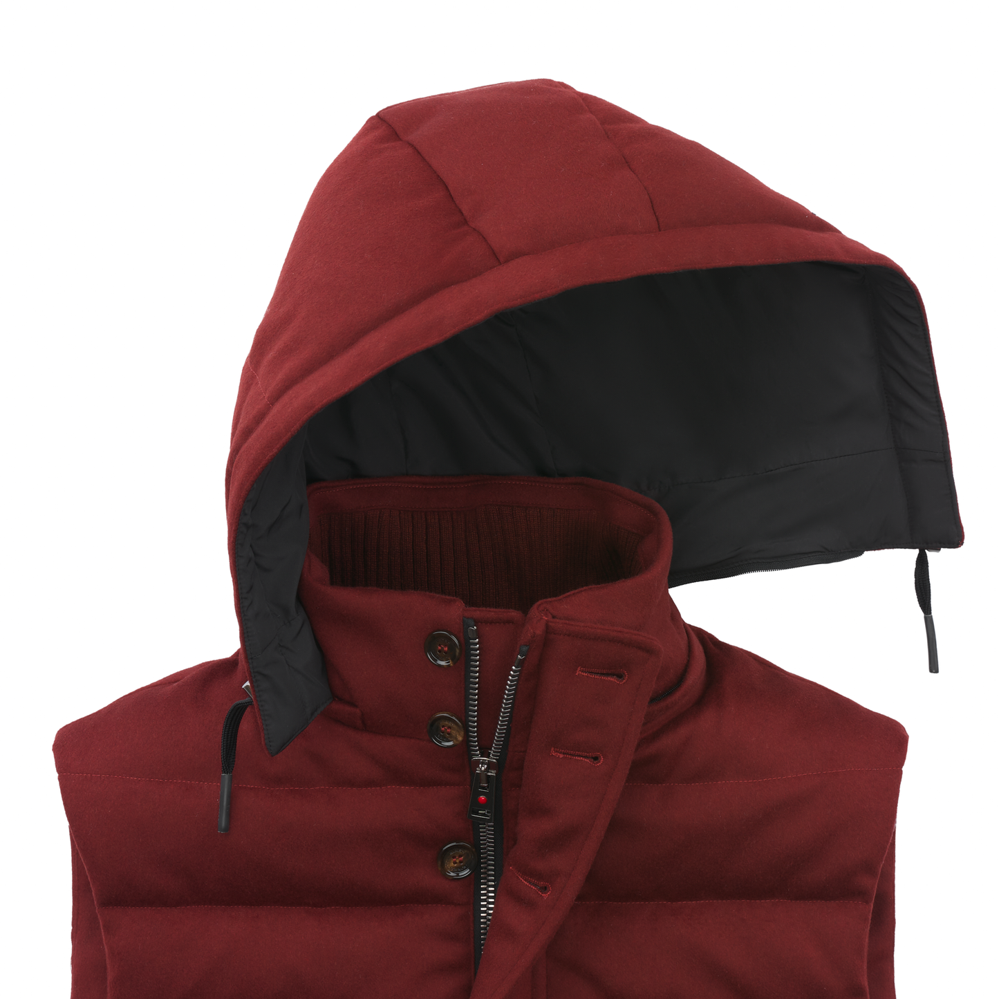 Kired Quilted Shell Hooded Down Vest in Red - SARTALE