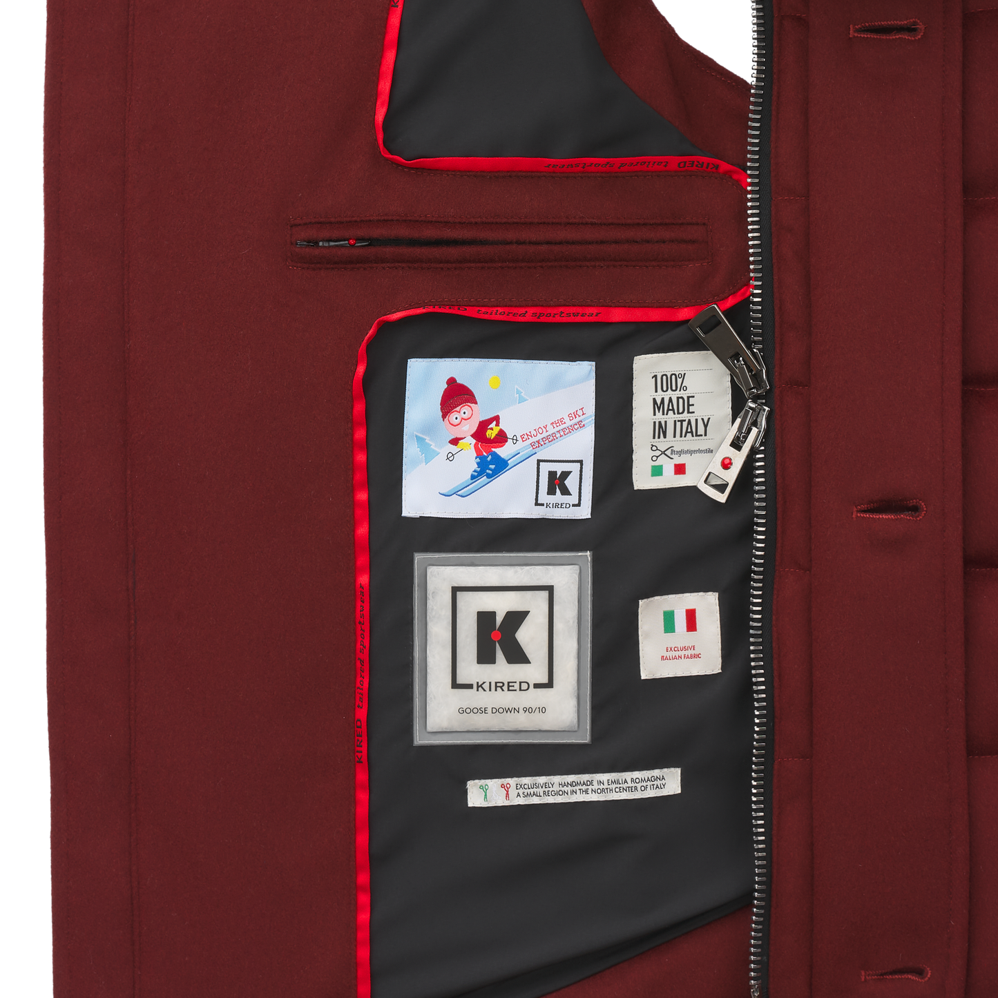 Kired Quilted Shell Hooded Down Vest in Red - SARTALE