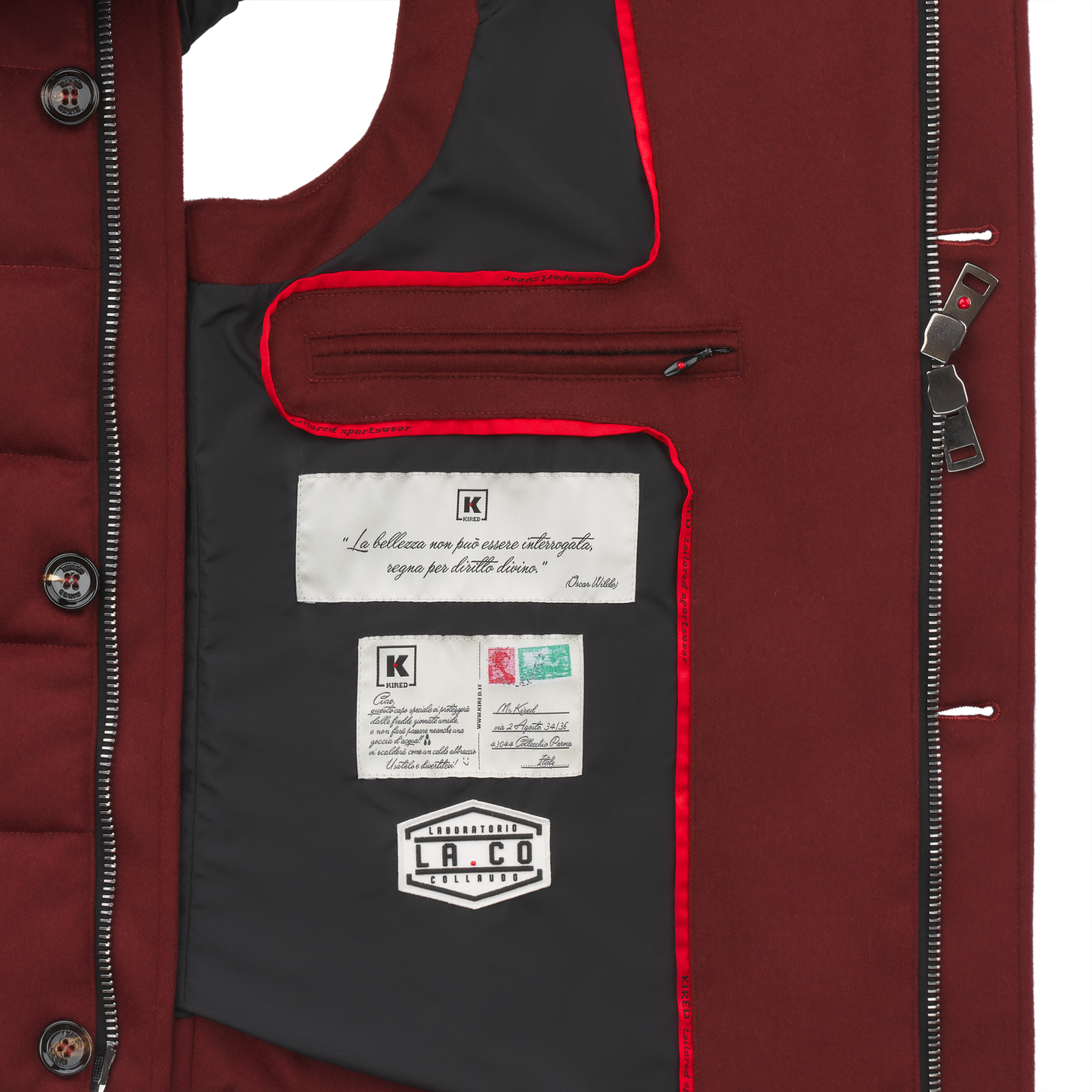 Kired Quilted Shell Hooded Down Vest in Red - SARTALE