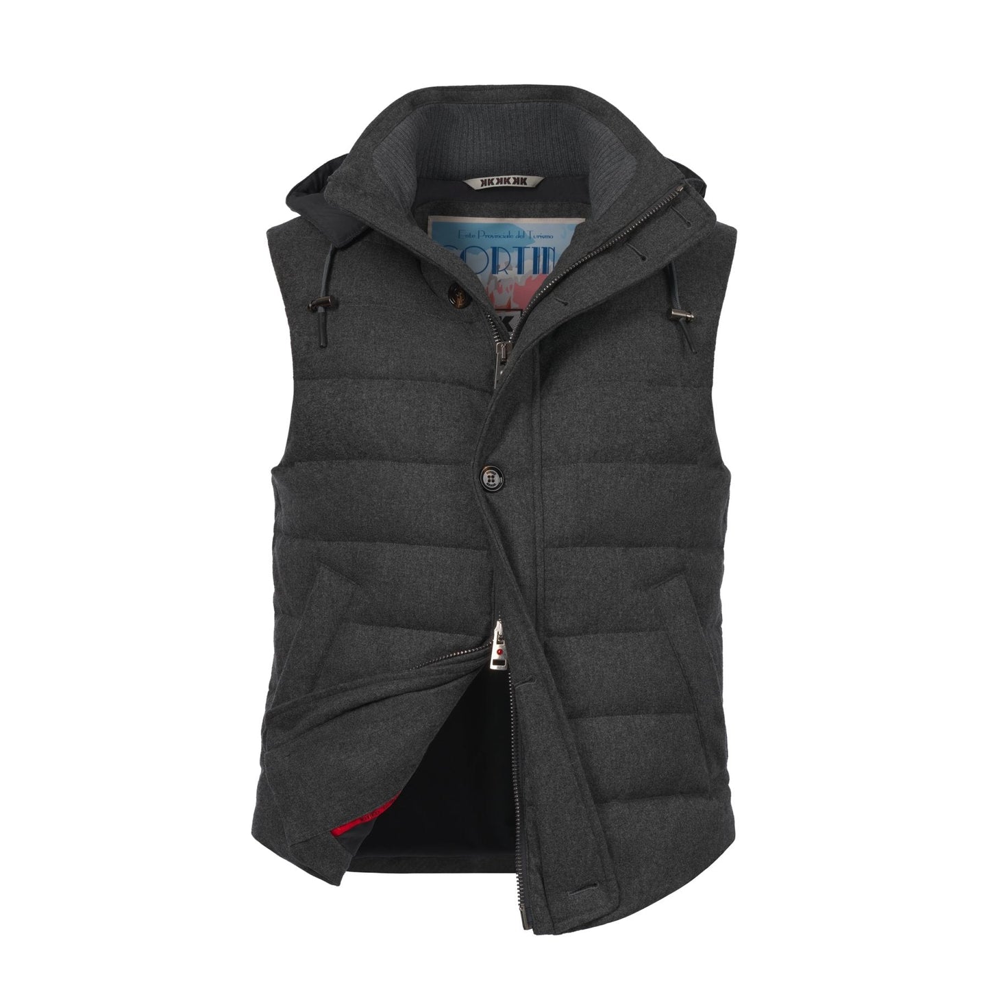 Kired Quilted Shell Hooded Down Vest in Grey - SARTALE