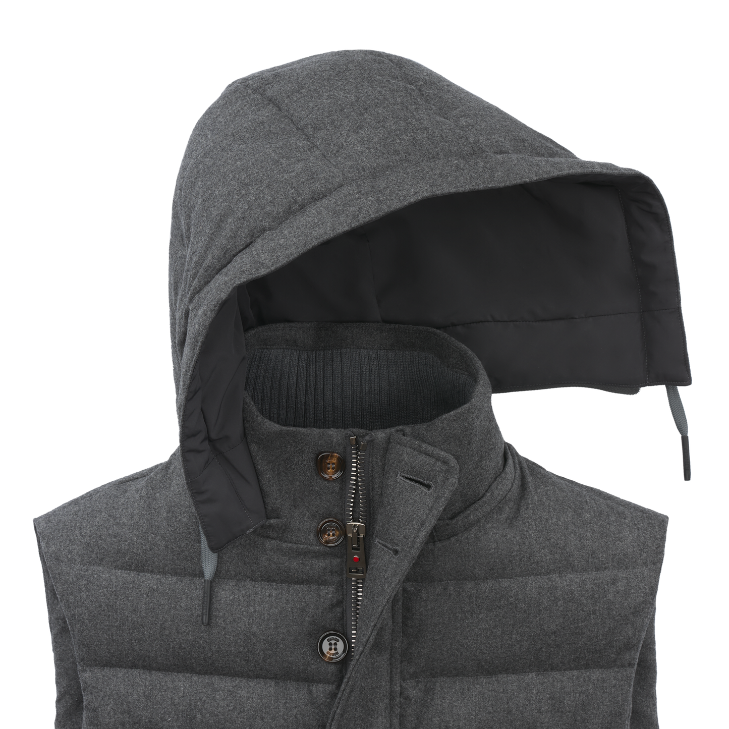 Kired Quilted Shell Hooded Down Vest in Grey - SARTALE