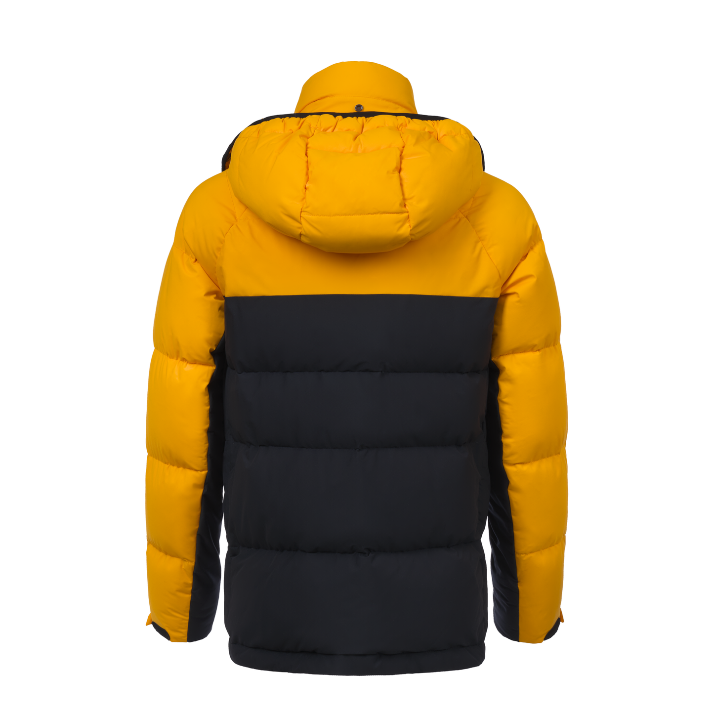 Kired Quilted Shell Hooded Down Jacket in Yellow and Dark Blue - SARTALE