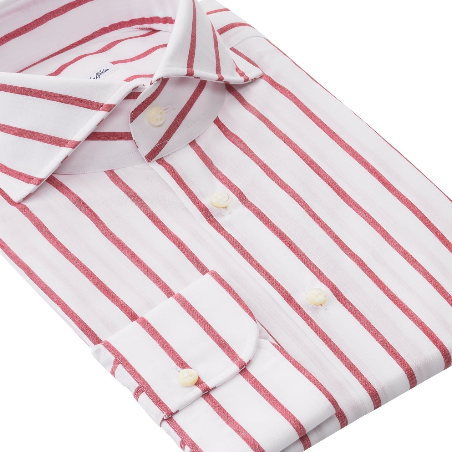 Emanuele Maffeis Striped Cotton Shirt in White and Wine Red - SARTALE