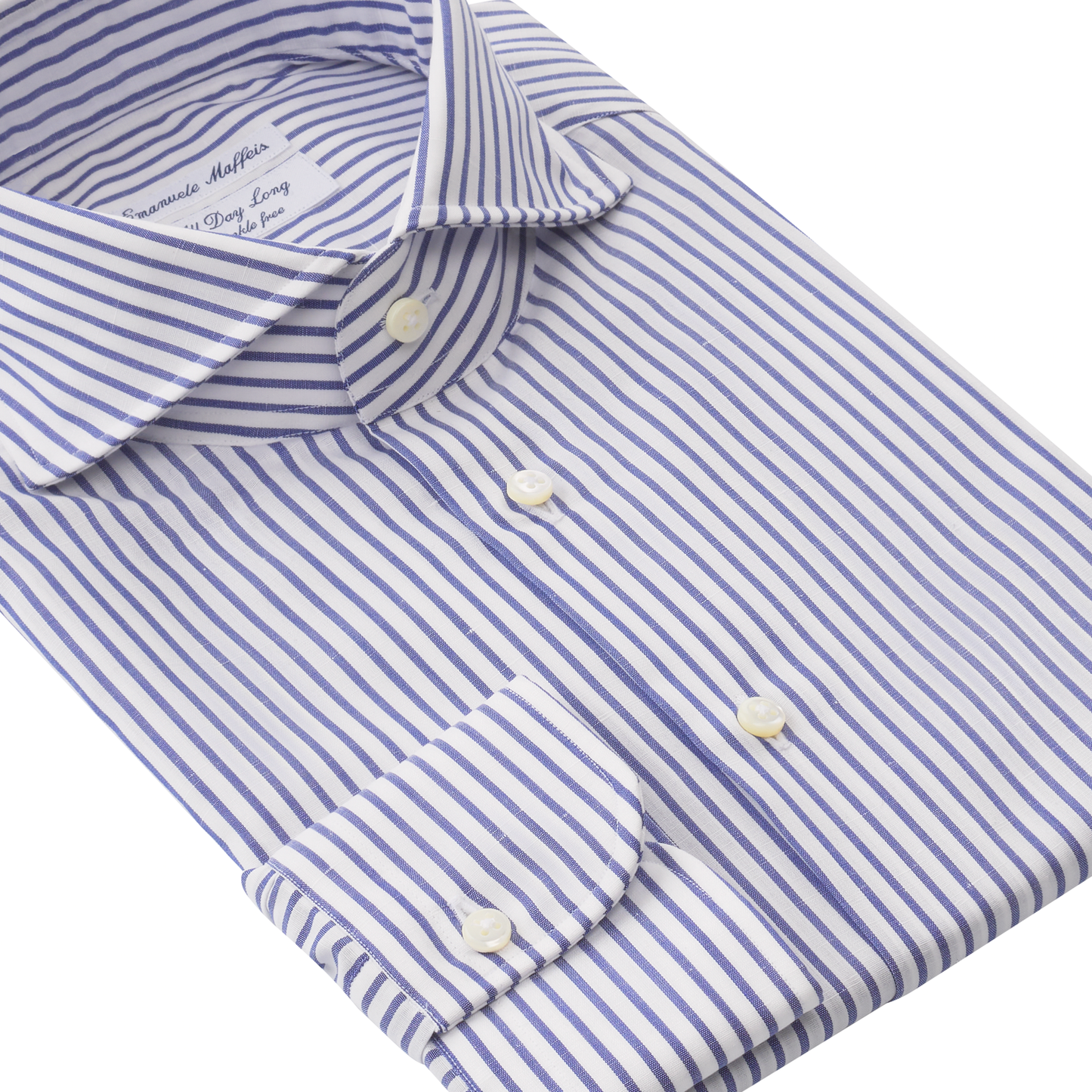 Emanuele Maffeis "All Day Long Collection" Linen and Cotton-Blend Striped Blue Shirt - SARTALE