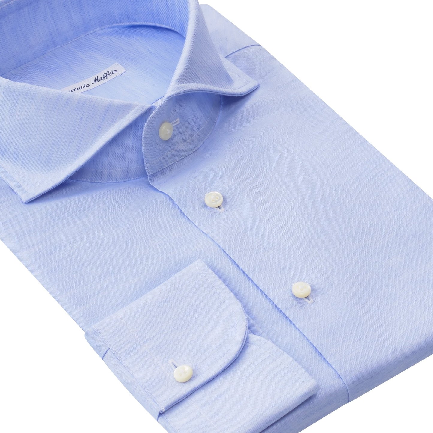 Emanuele Maffeis Cotton and Linen-Blend Light Blue Shirt - SARTALE