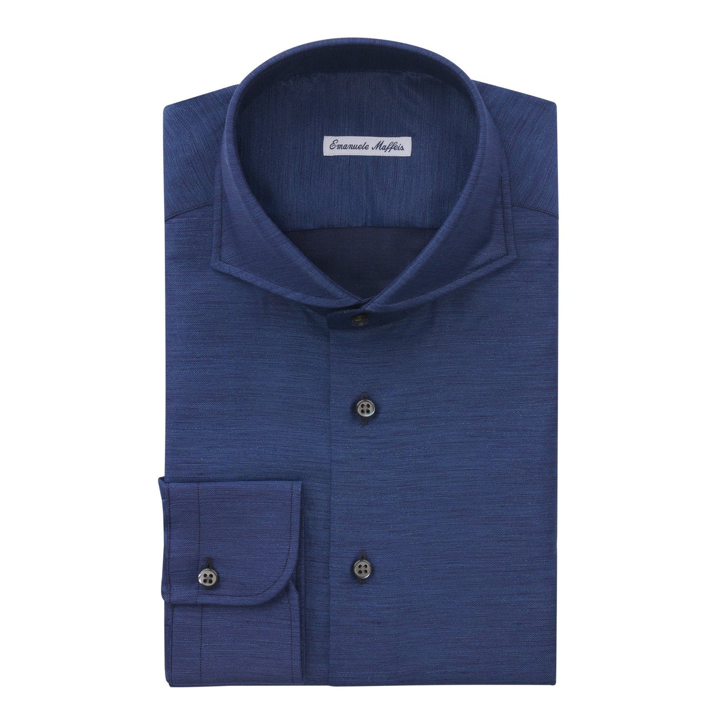 Emanuele Maffeis Cotton and Linen-Blend Dark Blue Shirt - SARTALE