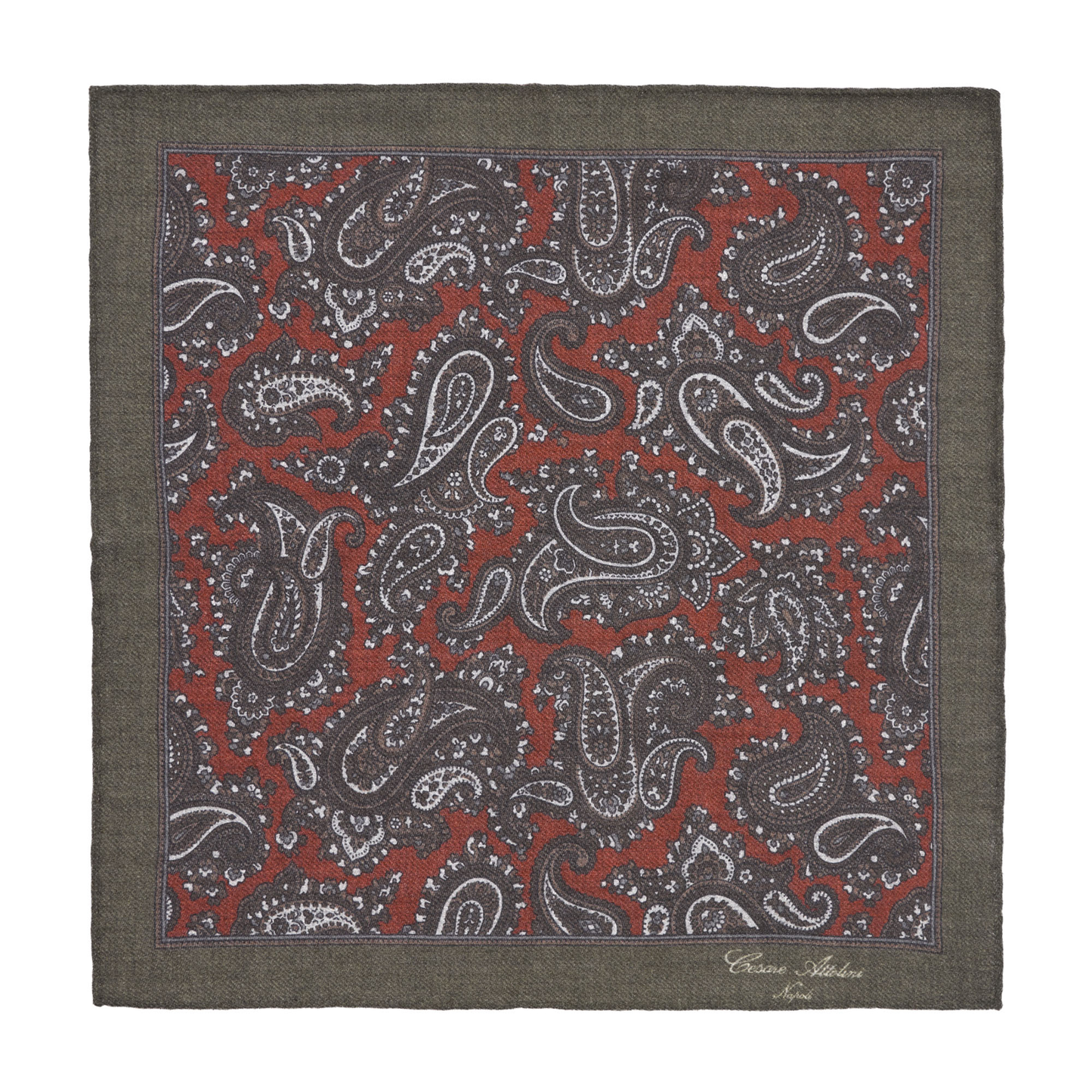 Cesare Attolini Paisley-Print Wool Pocket Square - SARTALE