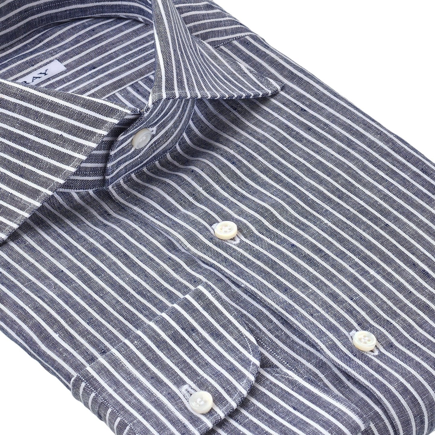 Fray Regular-Fit Striped Linen Shirt in Blue and White - SARTALE