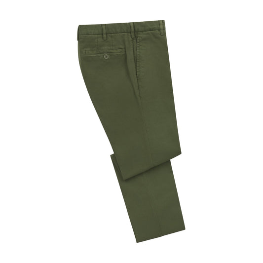 Rota Regular-Fit Stretch-Cotton Trousers in Green - SARTALE