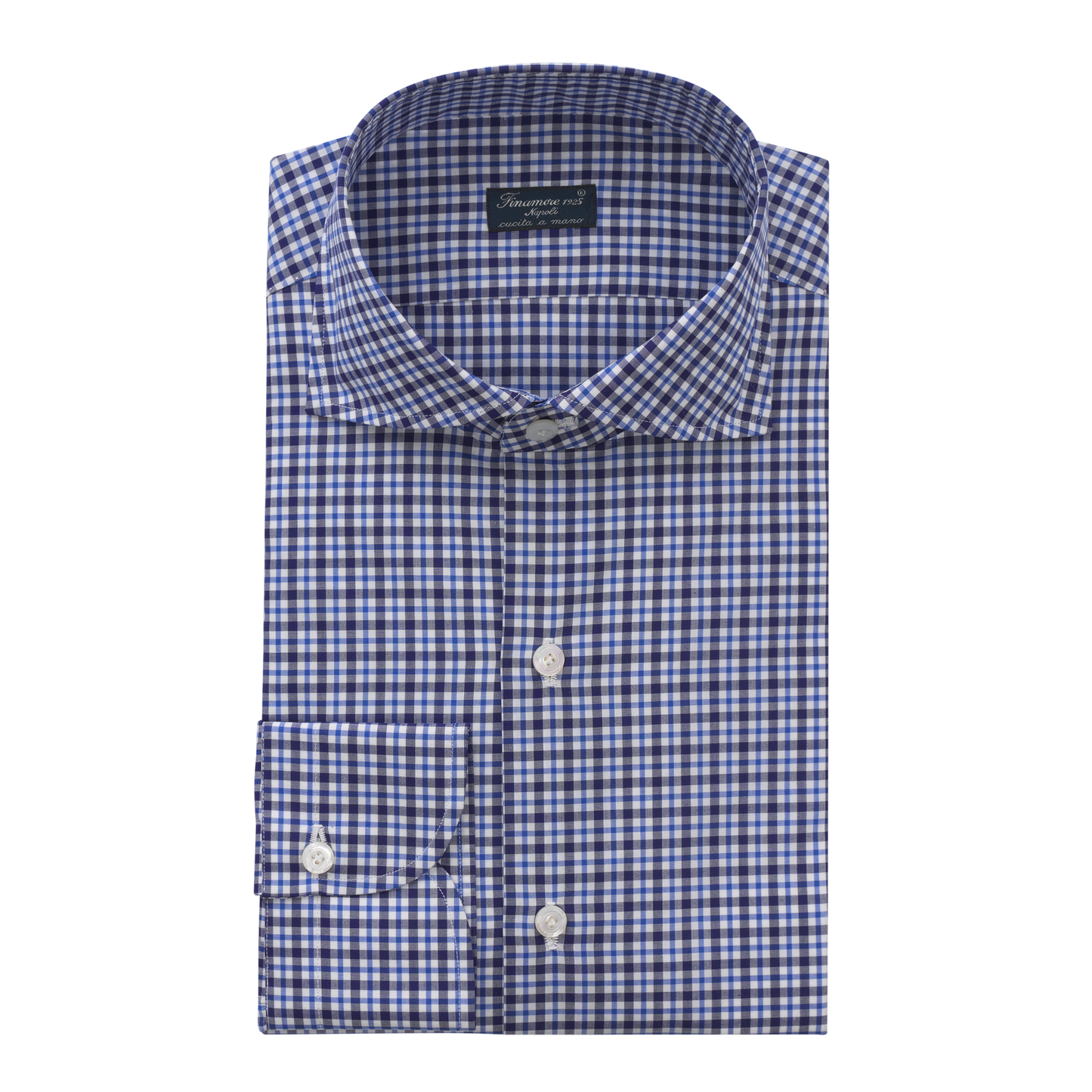 Finamore Checked Cotton Shirt in Blue - SARTALE