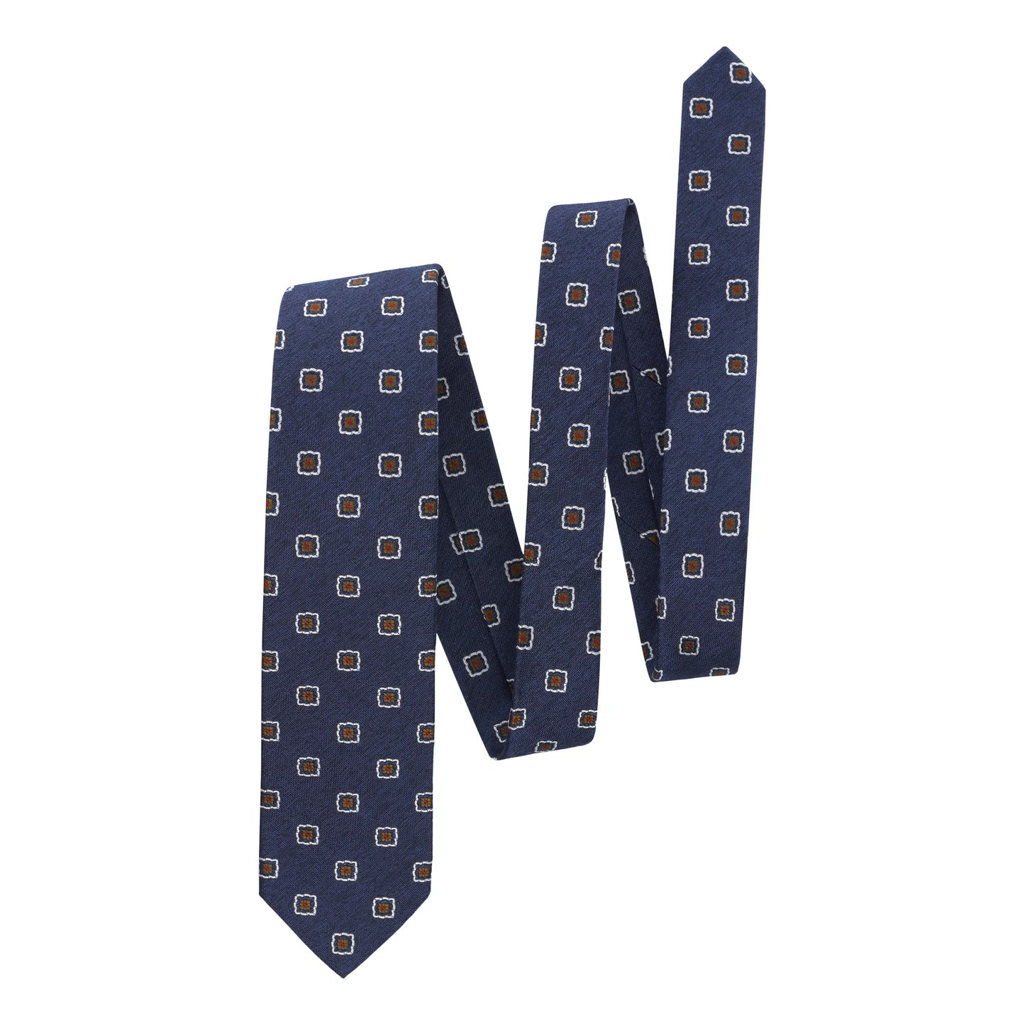 Jacquard Lined Silk Tie with Floral Design