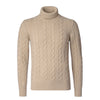 Luciano Barbera Turtleneck Cable-Knit Wool, Silk and Cashmere-Blend Sweater in Beige - SARTALE