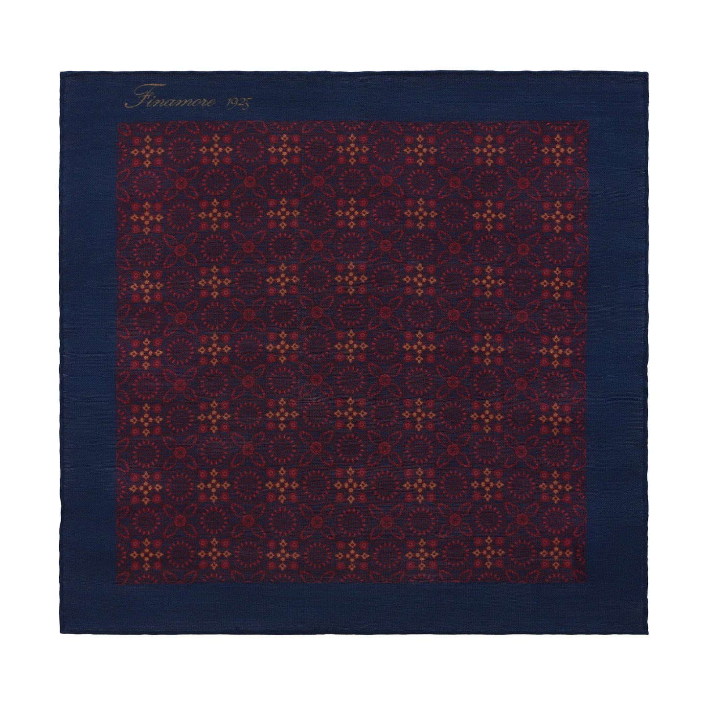 Printed Wool-Blend Pocket Square in Burgundy