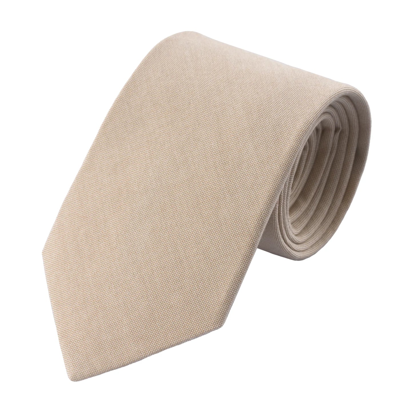 Plain Lined Cotton Beige Tie