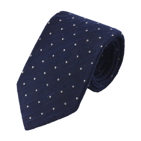 Polka Dot Shantung Silk Blend Tie in Blue