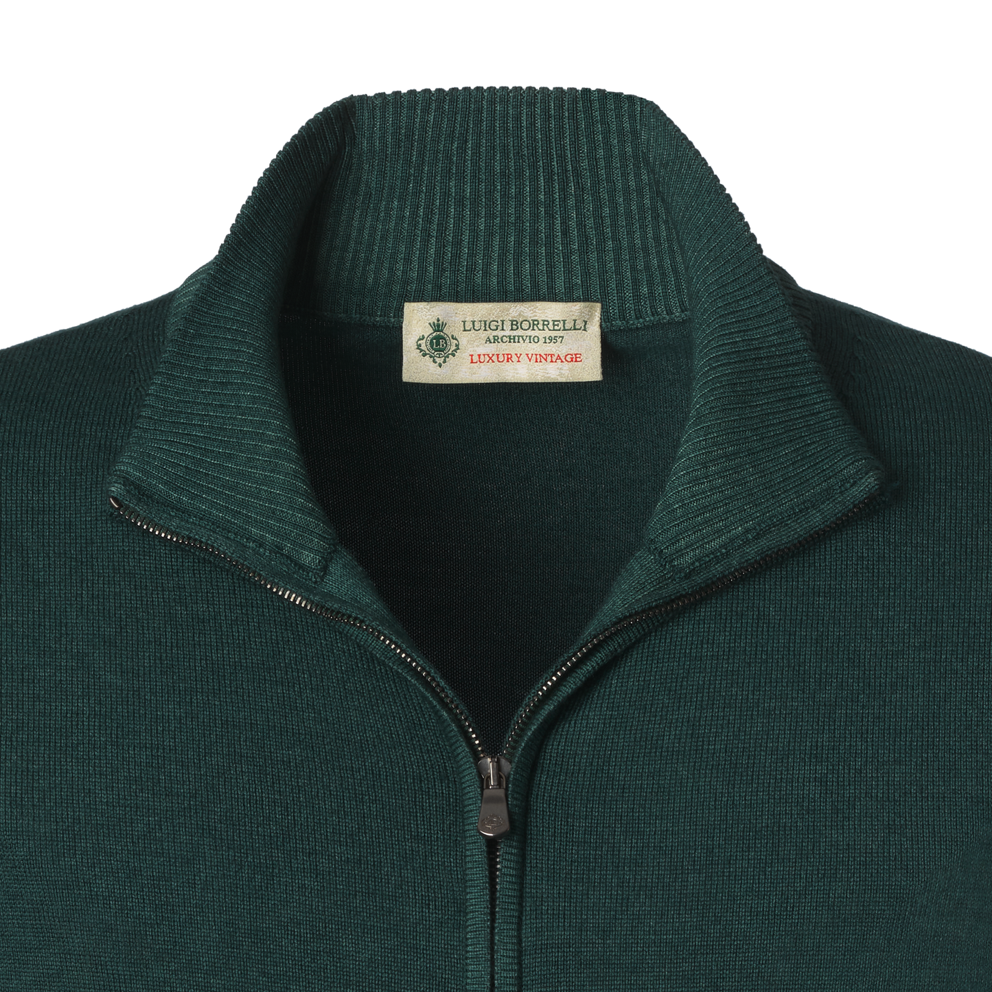 Luigi Borrelli Virgin Wool Zip-Up Bomber Sweater in Green - SARTALE