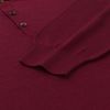 Luigi Borrelli Virgin Wool, Silk and Cashmere-Blend Long Sleeve Polo Shirt in Burgundy - SARTALE