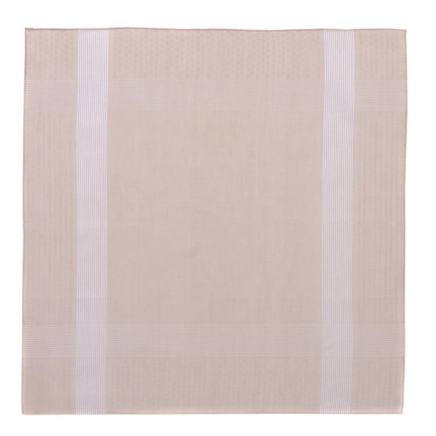 Striped Cotton Pocket Square in Beige