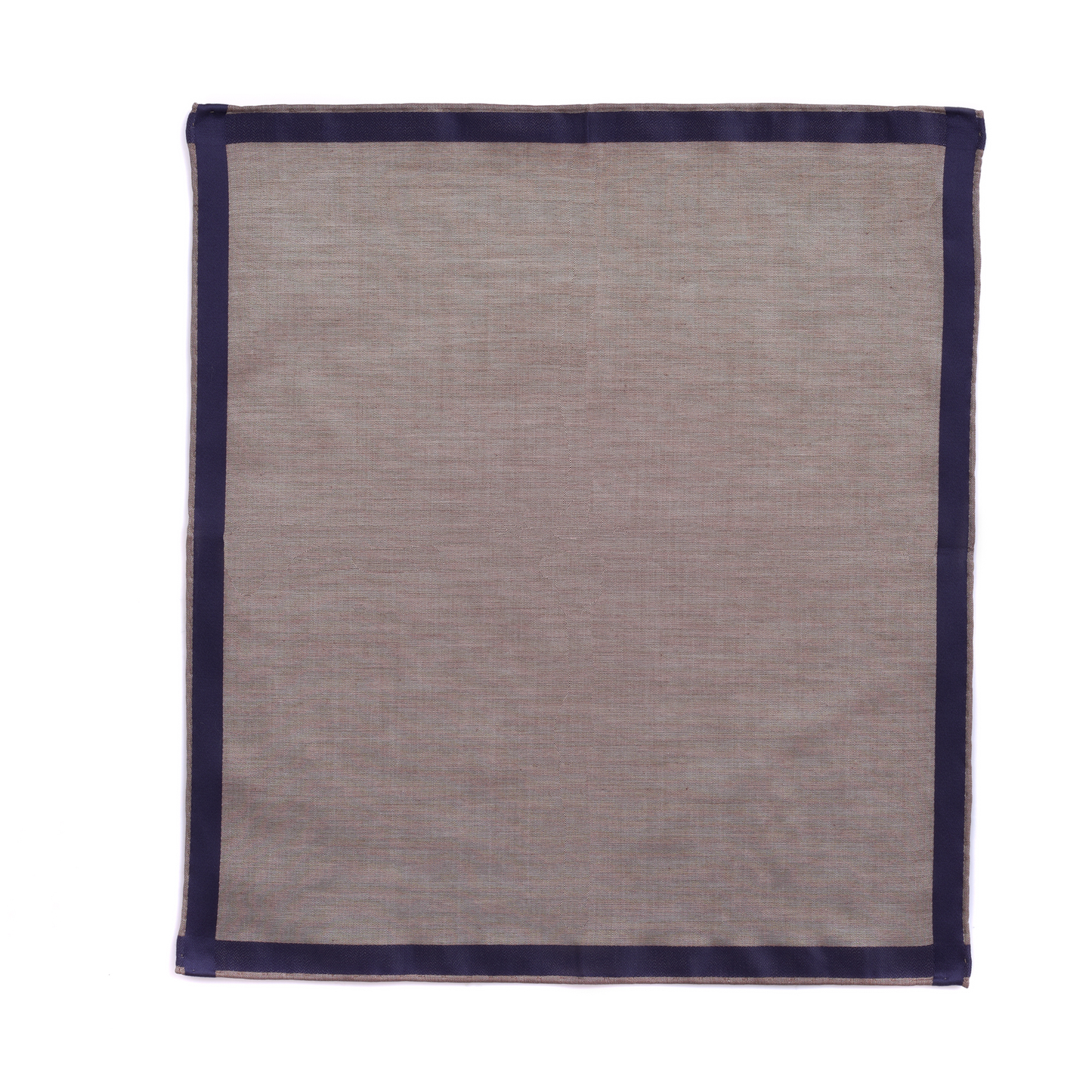 Simonnot Godard Cotton Pocket Square in Brown with Blue Edges - SARTALE