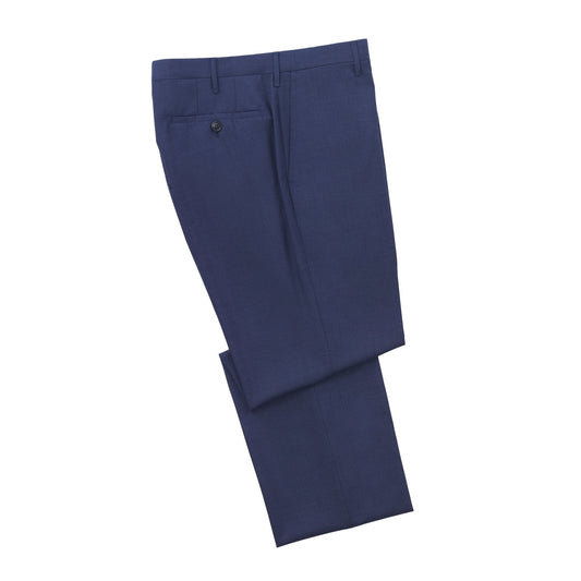 Regular-Fit Virgin Wool Trousers in Blue Rota - Sartale