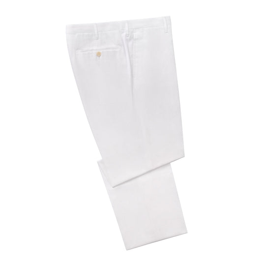 Rota Regular-Fit Pleated Elegant Twill Cotton White Trousers - SARTALE