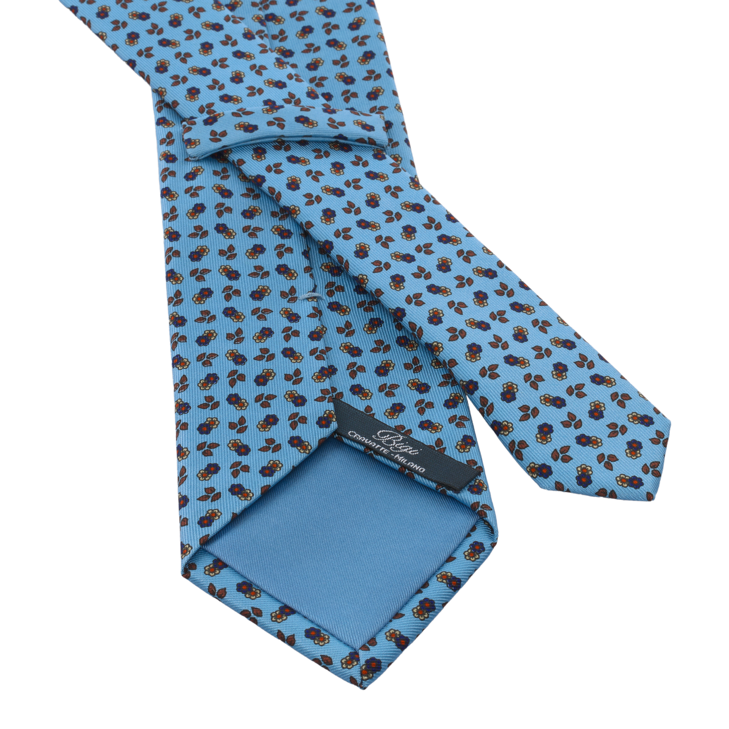 Plain Hand Printed Silk Tie in Blue