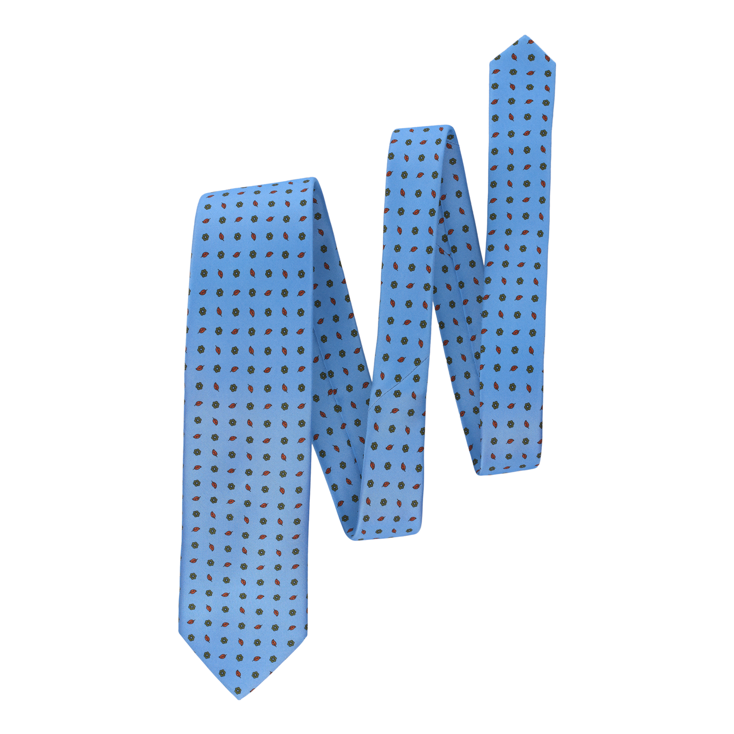 Printed Blue Tie with Leaf Design