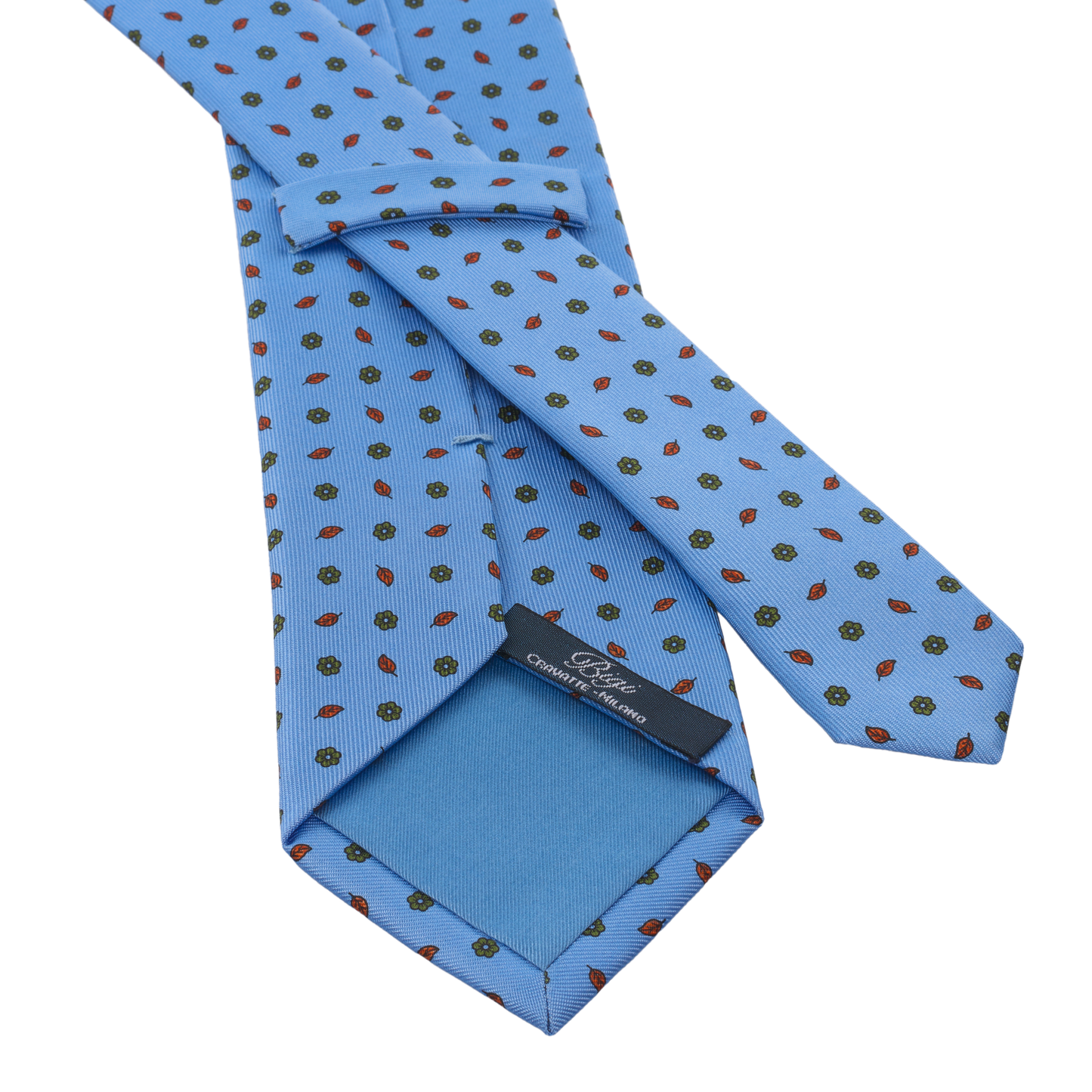 Printed Blue Tie with Leaf Design
