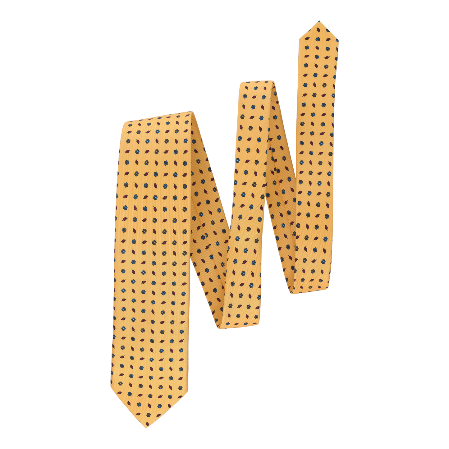 Printed Yellow Tie with Leaf Design