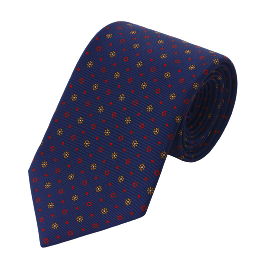 Blue Printed Lined Tie