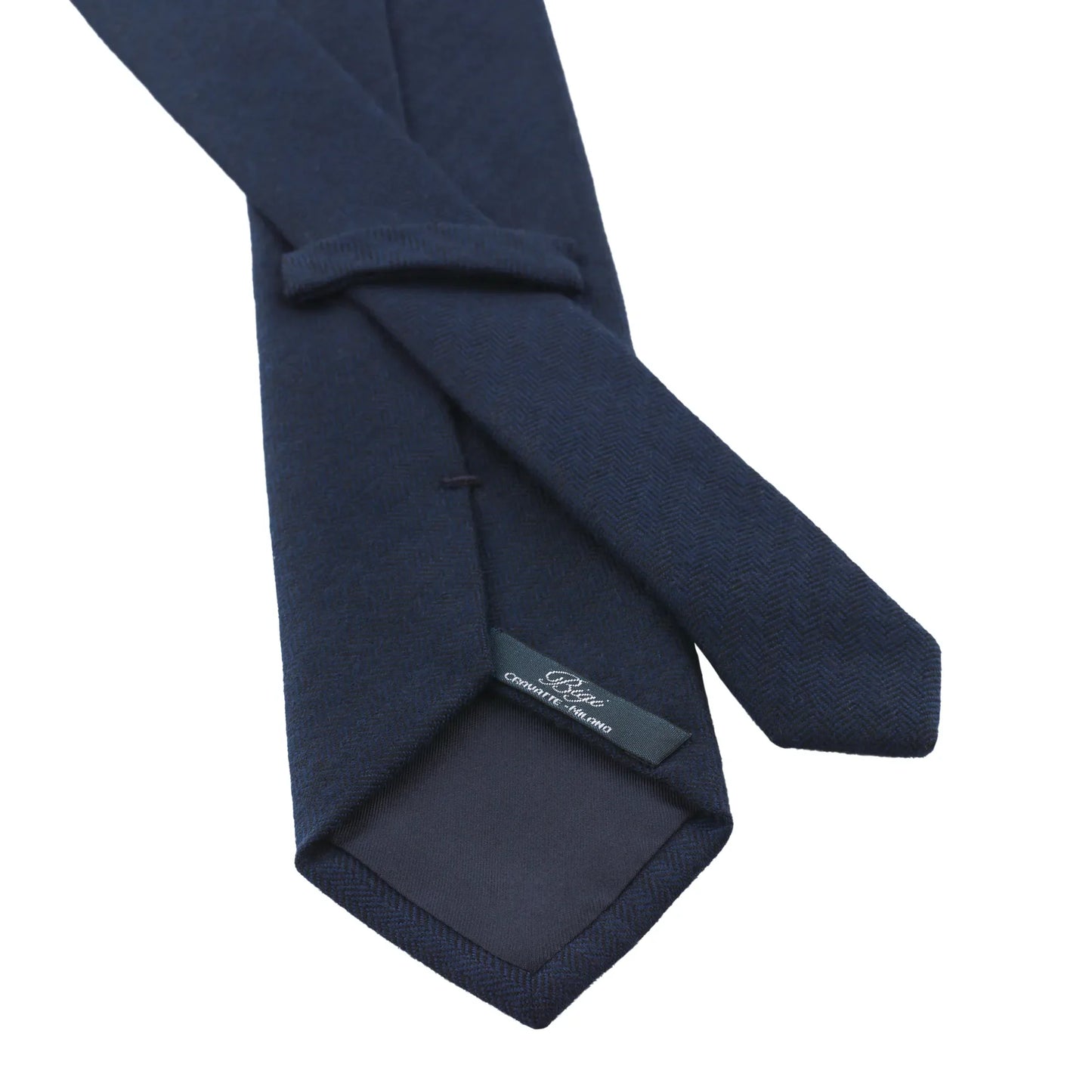Herringbone Cashmere Tie in Navy Blue
