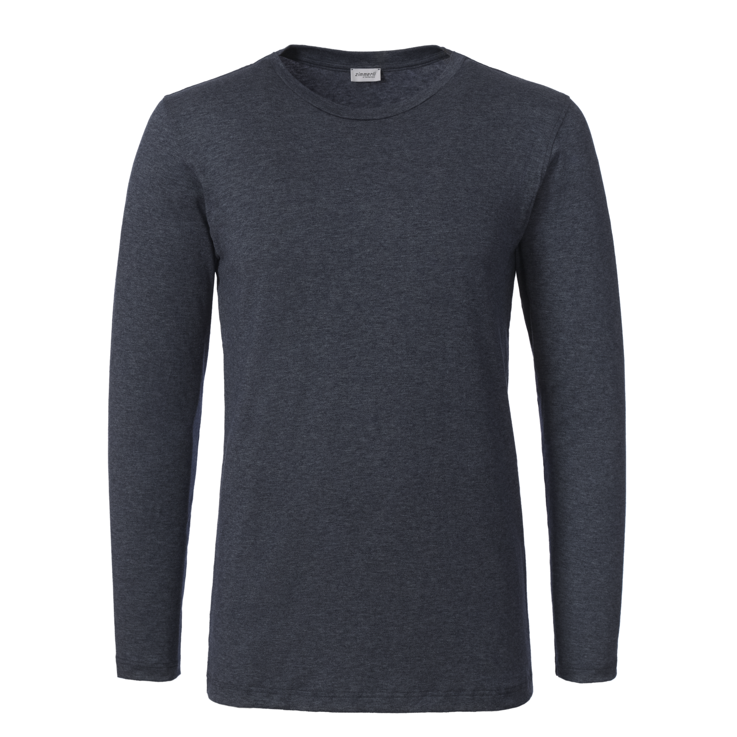Langärmliges T-Shirt aus Baumwoll- und Kaschmirmischung in Blau meliert