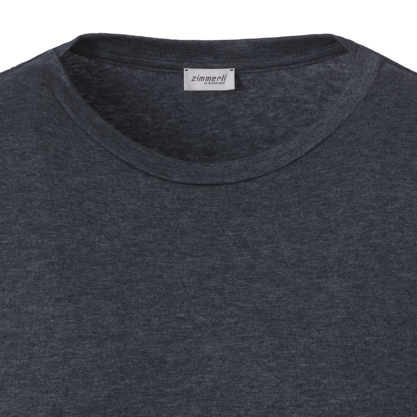 Langärmliges T-Shirt aus Baumwoll- und Kaschmirmischung in Blau meliert