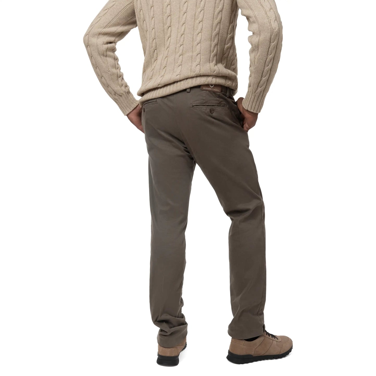 Regular-Fit-Hose aus Stretch-Baumwolle in Braun