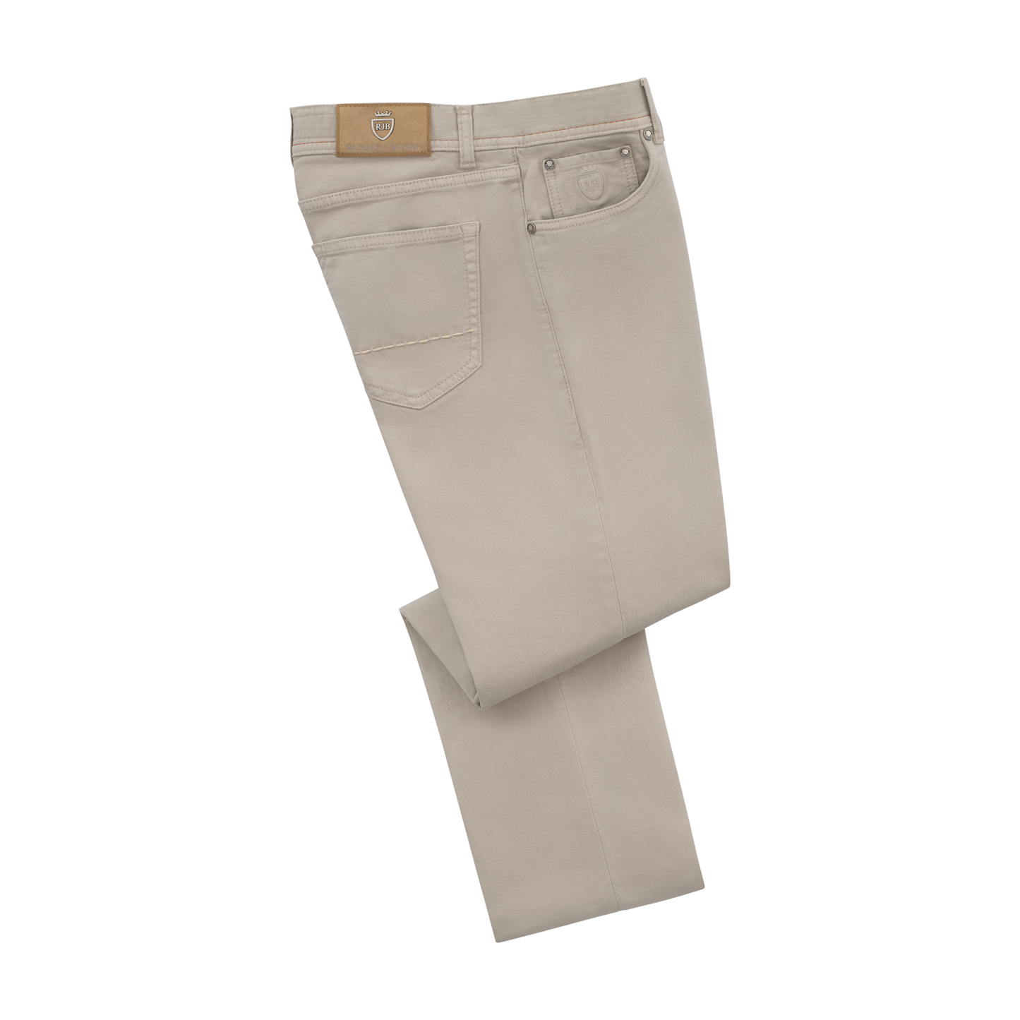 Schmal geschnittene 5-Pocket-Hose aus Stretch-Baumwolle in Hellgrau
