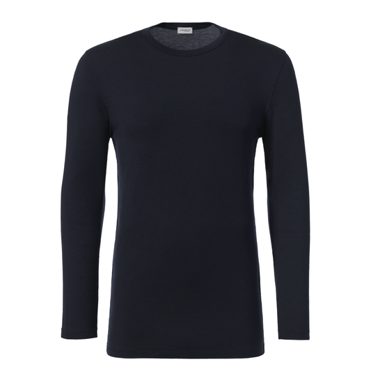 Crew-Neck T-Shirt with Long Sleeve in Dark Blue