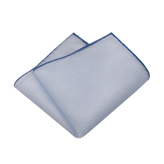Cotton and Linen-Blend Pocket Square in Light Blue
