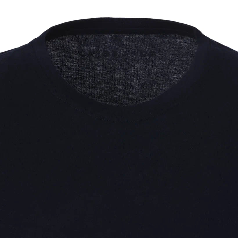 Rundhals-T-Shirt aus Baumwolle und Kaschmirmischung in Dunkelblau