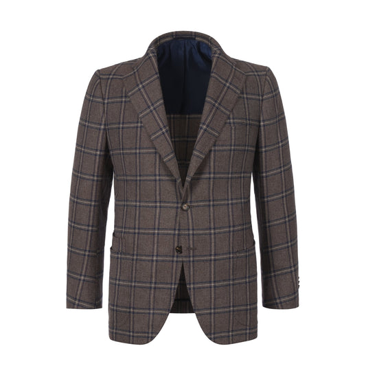 Cesare Attolini Single-Breasted Checked Cashmere Jacket in Brown - SARTALE