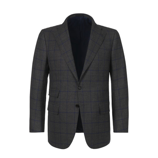 Cesare Attolini Single-Breasted Windowpane Wool suit in Dark Grey - SARTALE